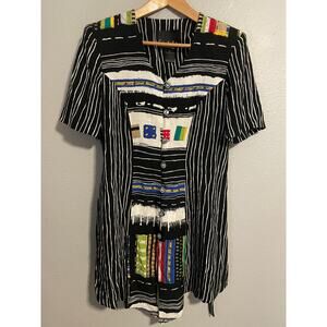 Vintage Anthony Mark Hankins Shirt Womens 8 Black Tunic Button Made USA 90s